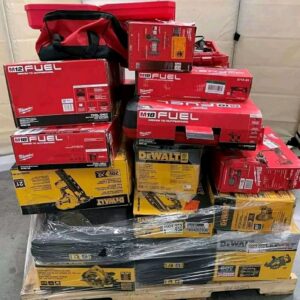 Mixed DeWALT and Milwaukee tools pallets